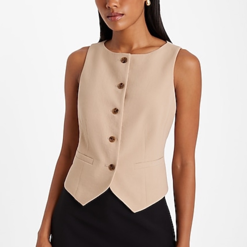 NWT Express High Neck Button Front Vest